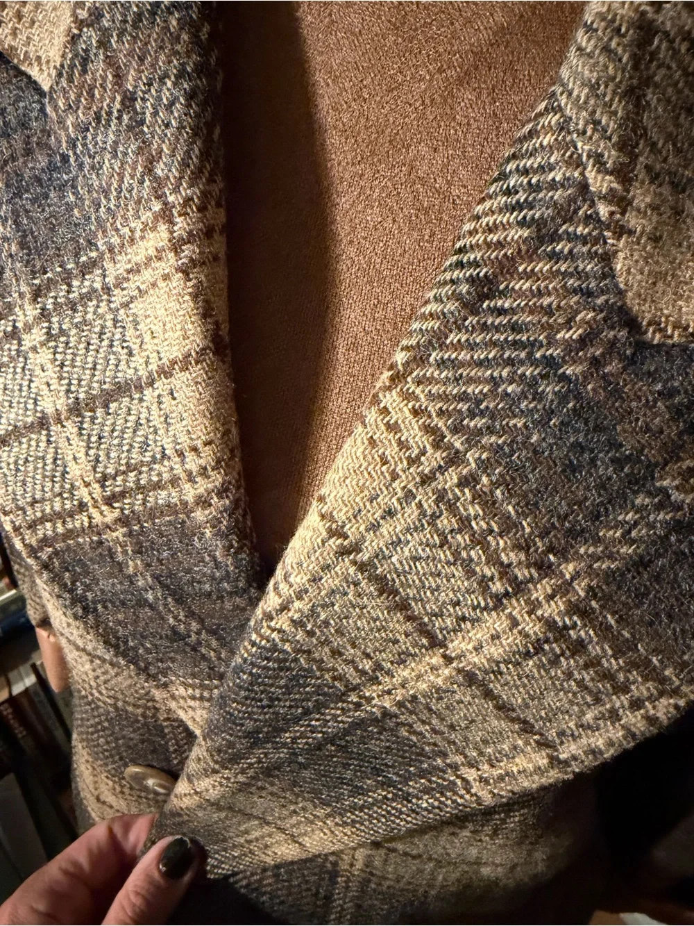Plaid Double-Breasted Blazer- 100% wool